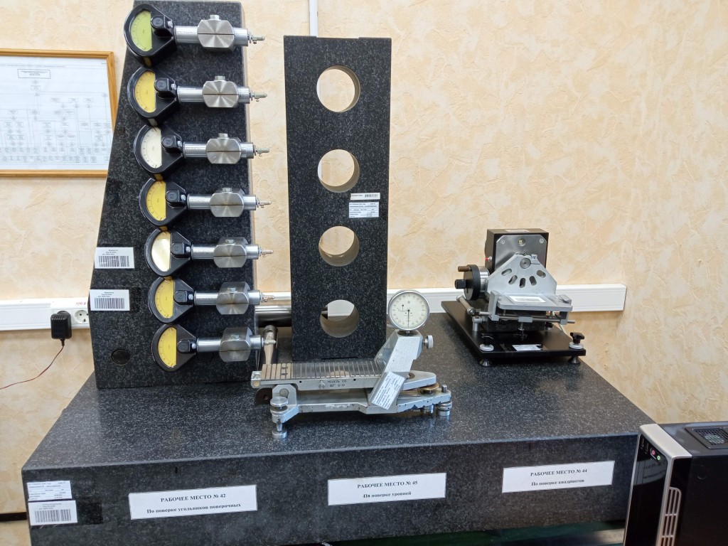Рабочее место по поверке угольников поверочных, уровней, квадрантов оптических.